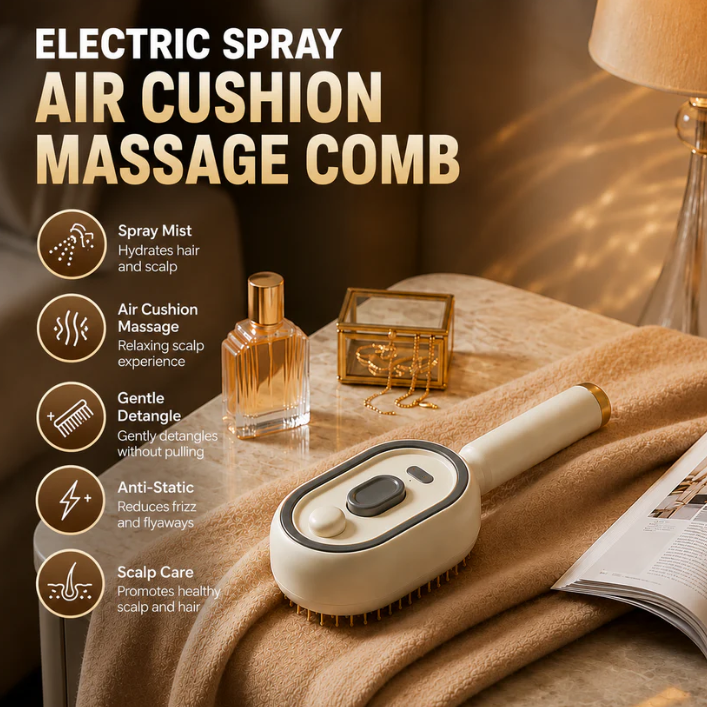 🔥Day SALE: 60% OFF🔥Electric Spray Air Cushion Massage Comb